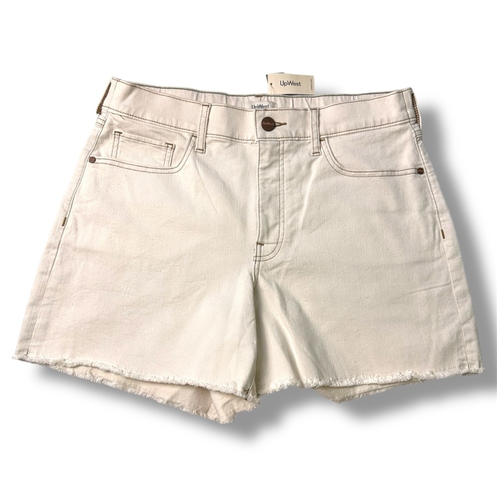 UpWest cut-off denim shorts cream white high rise sz L